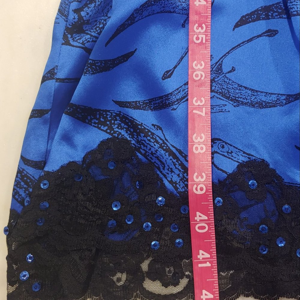 Betsey Johnson Blue and Black Lace-Trim Fit & Flare Pterodactyl Dress - Picture 5 of 9